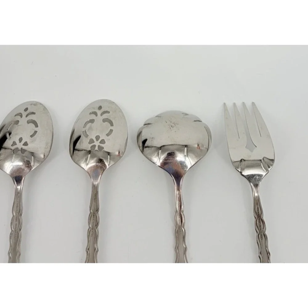 Oneida Community Cello Serving Pieces Slotted Spoons Meat Fork Ladle Pie Server